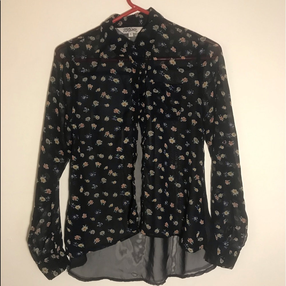 Navy floral long sleeve